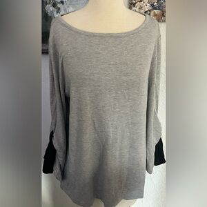 Ann Taylor Factory Women's Size L Gray Bow Tie Sleeve Pullover Top